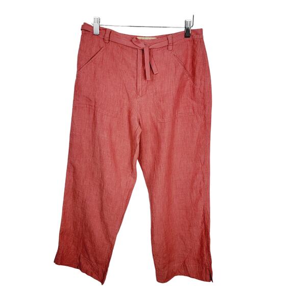 LINDEN HILL by TARGET 100% Linen Terra Cotta Casual Crop Pants - Size 4 - Picture 1 of 4